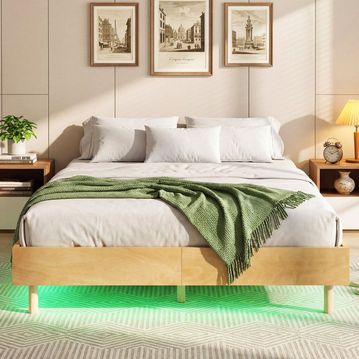 Twin/Full/Queen Size Floating Bed Frame with LED Lights for Bedroom-Queen view 3