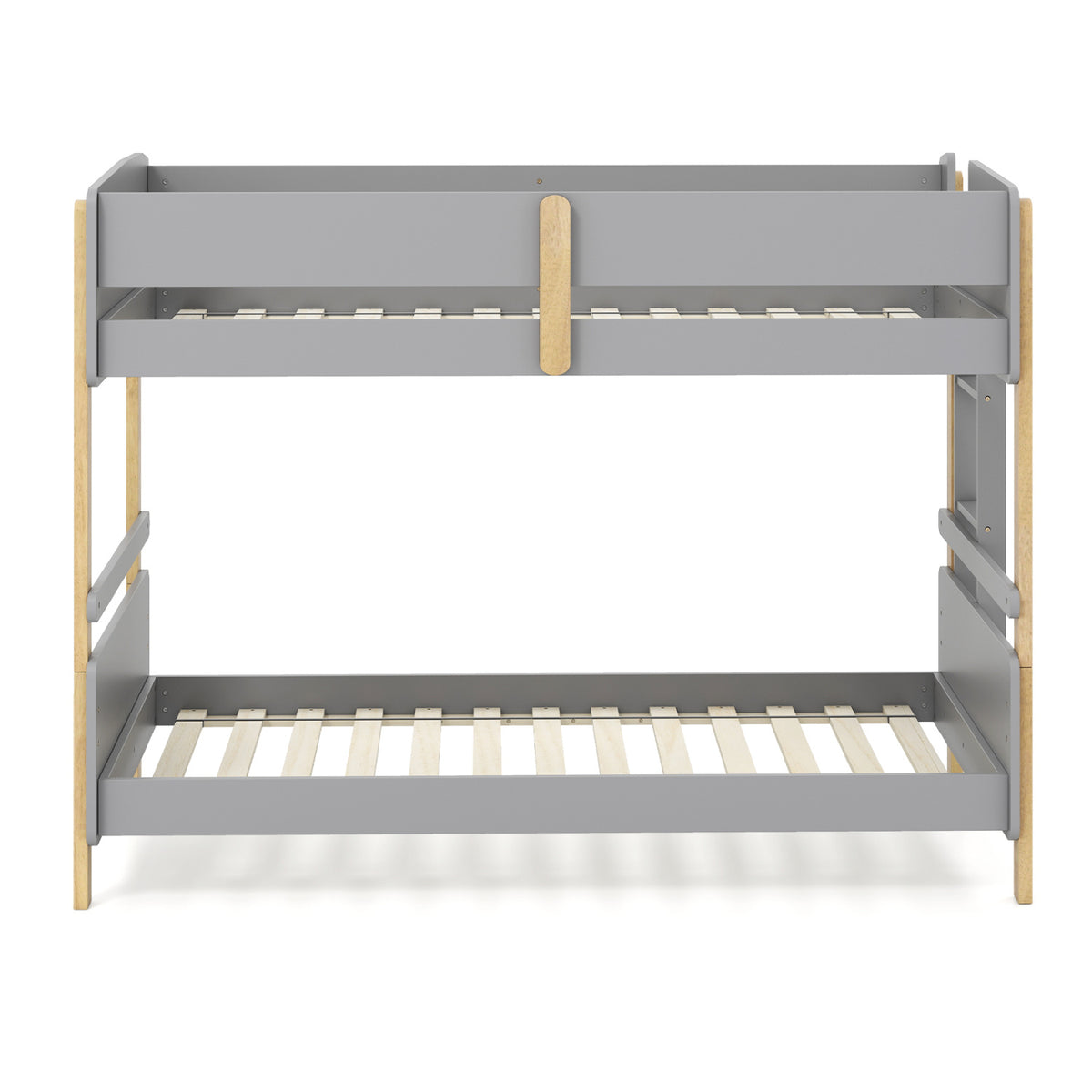 Twin Over Twin Bunk Bed with Ladder Convertible to 2 Twin Beds Toddler Wood Bunk Bed-Grey view 4