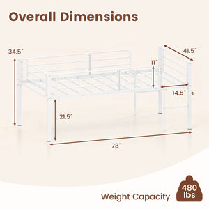 Twin Size Low Loft Bed with Safety Guardrails and 2 Ladders-White view 4