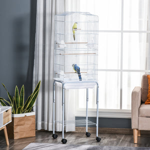62" Rolling Bird Cage Cockatoo House Play Top Finch Pet Supply with Storage Shelf, Wheels - Black – view 14