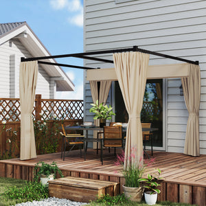 10' x 10' Retractable Pergola Canopy with Sidewalls, Metal Outdoor Gazebo Sun Shade Shelter, Beige – view 6