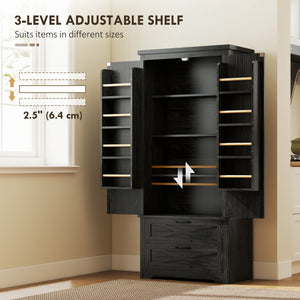 Farmhouse Kitchen Pantry Storage Cabinet, 64" Freestanding Kitchen Pantry Cabinet with Drawers – view 5