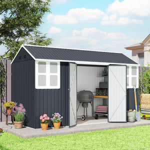 8.5' x 5.5' Metal Garden Storage Shed, Outdoor Tool Storage House with Lockable Door, Vents, Sloped Roof – view 21