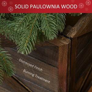 24" Farmhouse Christmas Tree Base Cover Wooden Christmas Tree Collar Box Home Decoration Dark Distressed Wood Finish