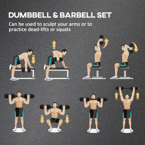 Soozier 44lbs 2-in-1 Adjustable Dumbbells Weight Set, Dumbbell Hand Weights Barbell for Body Fitness, Lifting Training for Home, Office, Gym, Black and Red