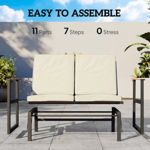 Outdoor Glider Bench for 2 Person, Patio Glider Loveseat with Thick Cushions for Garden Balcony Porch – view 13