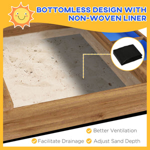 Outdoor Wooden Sandbox with Cover for 3-7 Years Old, Backyard, Brown – view 5