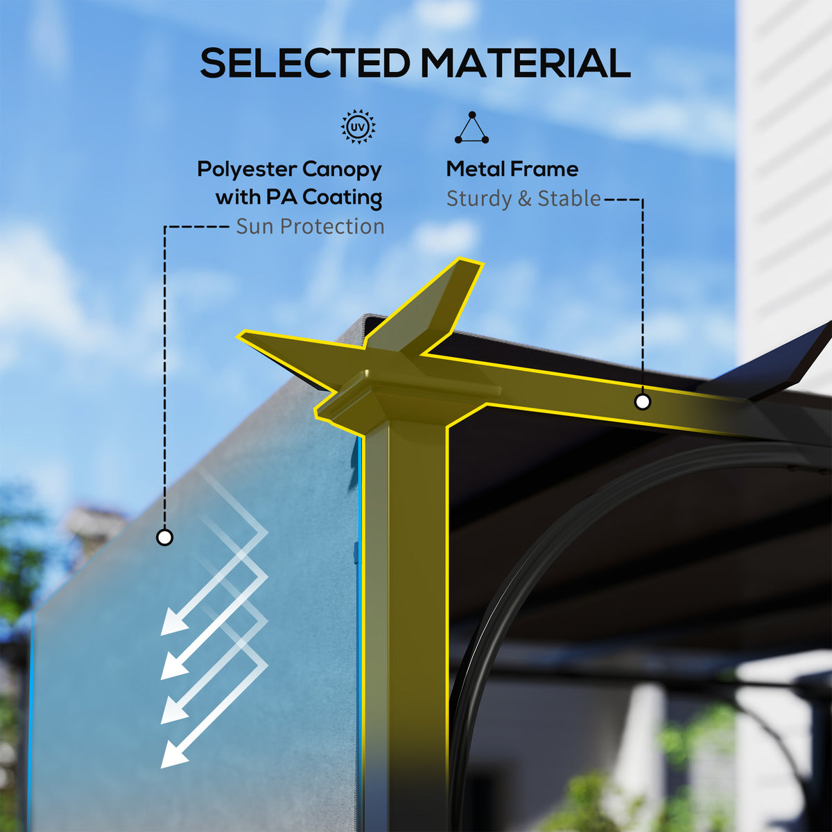 10' x 10' Outdoor Pergola Patio Gazebo Canopy Sun Shelter, Steel Frame, Beige – view 17