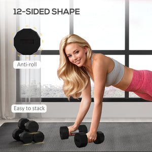 Soozier 2 x 10lbs Dumbbells Set with Non-Slip Grip, Rubber Covered Weights for Men Women Home Gym Workout