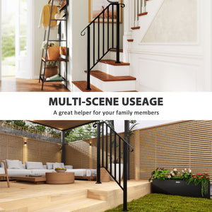 2-3 Step Handrails for Outdoor Steps, Metal Outdoor Stair Railing – view 6