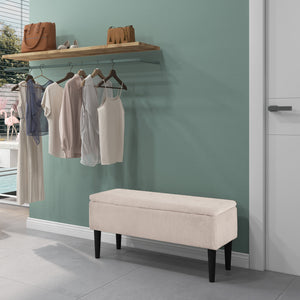 Modern Storage Bench, Ottoman with Storage and Lamb's Wool Upholstery for Living Room, Bedroom, Black – view 14
