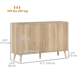 Buffet Cabinet with Storage Modern Fluted Sideboard with Adjustable Shelves Wood Legs for Dining Room – view 2