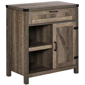 Rustic Barn Door Storage Cabinet Modern Farmhouse Buffet Sideboard for Kitchen & Dining Room Dark Oak