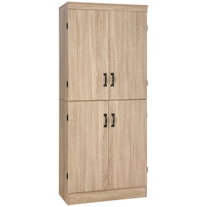 70" 4-Door Storage Cabinet, Freestanding Pantry Cabinet with Adjustable Shelves for Living Room, Natural