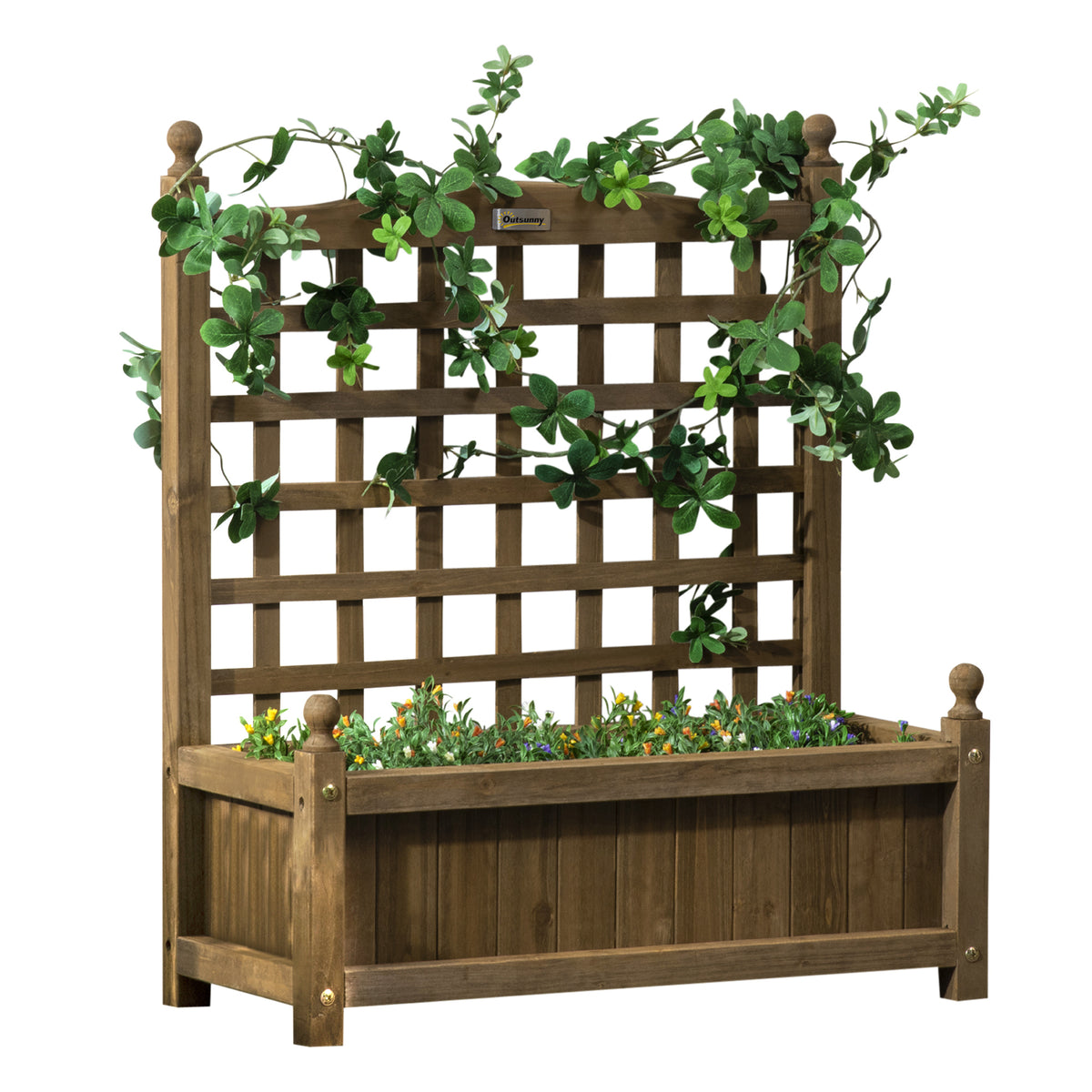 Raised Garden Bed with Trellis, Wood Planter Box for Garden, Free Standing Flower Bed – view 3