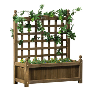 Raised Garden Bed with Trellis, Wood Planter Box for Garden, Free Standing Flower Bed – view 3