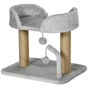 Cat Tower Condo for Indoor Cats, Small Cat Tree with Jute Scratching Posts, Top Perch, Dangling Balls