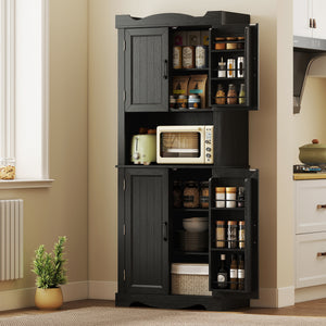 73" Kitchen Pantry Cabinet, Freestanding Kitchen Hutch with 12 Door Shelves, Adjustable Shelves – view 7
