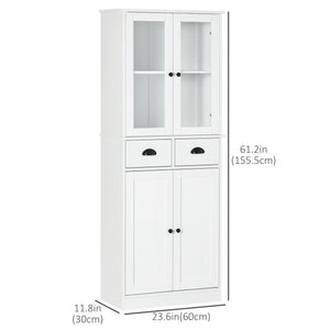 61" Kitchen Pantry Cabinet, Freestanding Farmhouse Buffet Storage Cabinet with Soft Close Glass Doors and – view 9