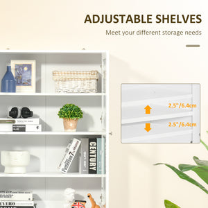 71" Bookcase Storage Cabinet with Doors, Modern Tall Bookshelf with 2 Adjustable Shelves, Display Unit for Study, Living Room, Home Office, White