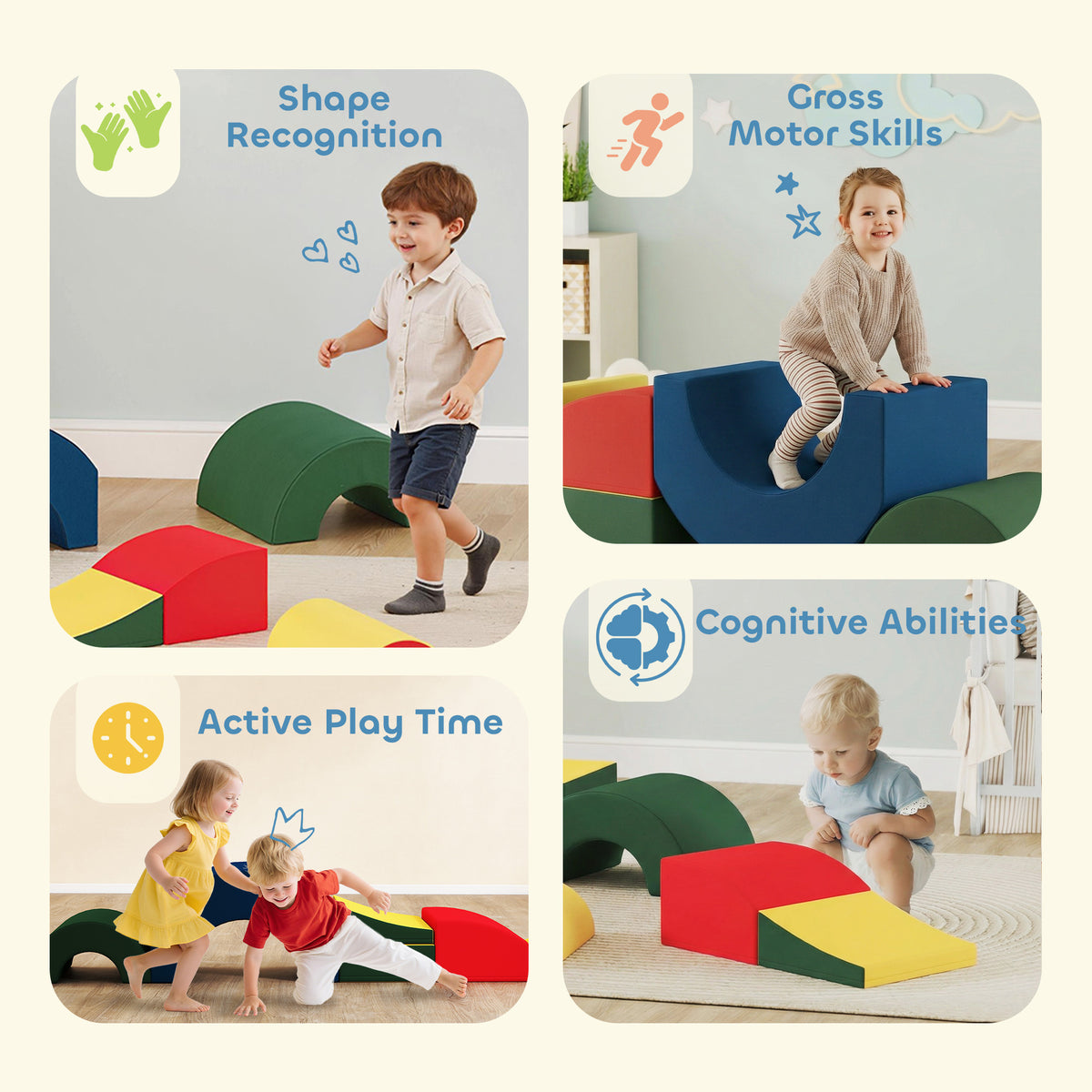 Qaba Toddlers Climbing Toys, 5-Piece Foam Climbing Blocks, Soft Play Set, Indoor for Stacking, Crawling, Sliding