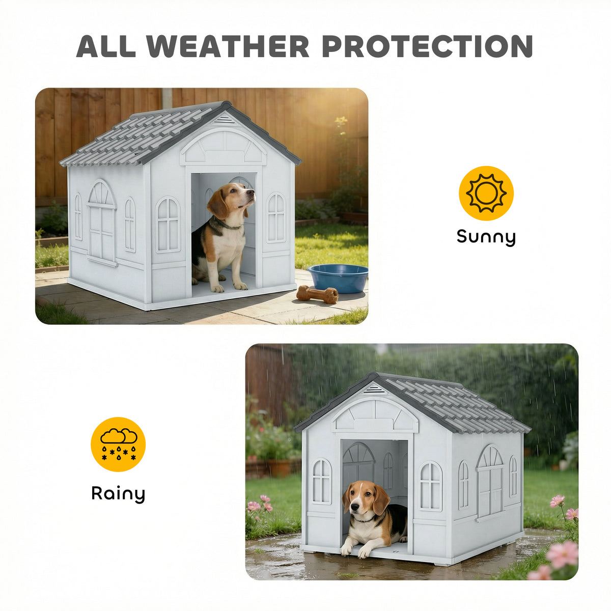 26" Plastic Dog House Outdoor with Air Vents, for Small Medium Dogs, Blue – view 10