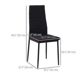 Modern Dining Chairs High Back Upholstered Linen Fabric with Metal Legs for Kitchen Black