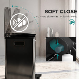 Garbage Bin, Soft-Close Trash Can with Foot Pedal, 2x5 Gal (2x20 L) Garbage Can with Removable Inner Buckets, Black