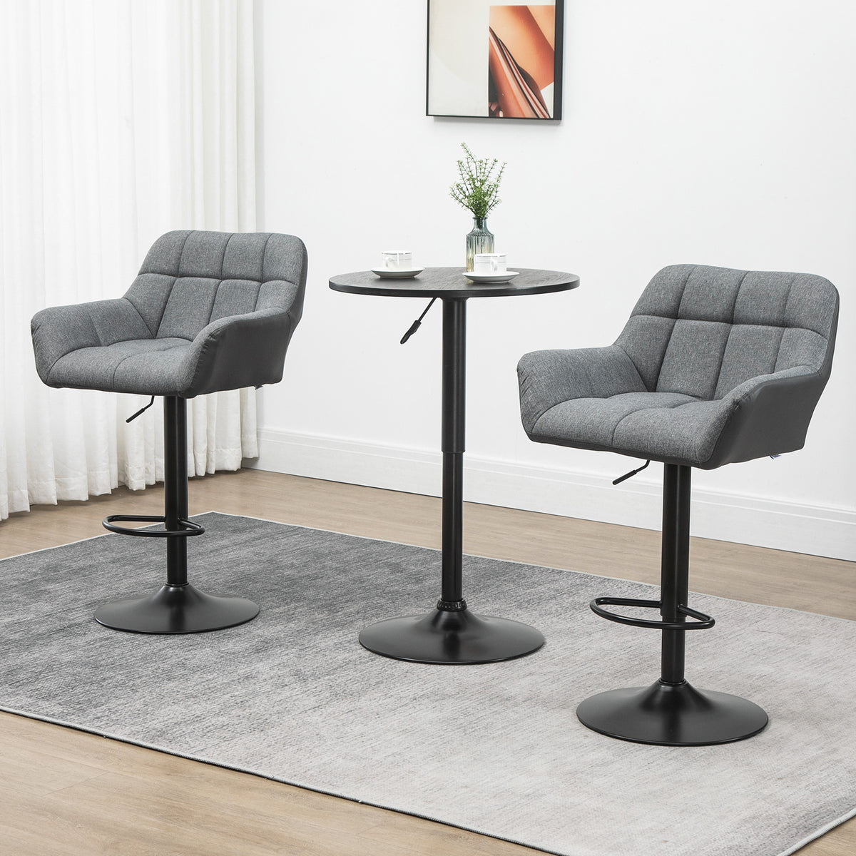 Swivel Barstools Set of 2 Adjustable Bar Stools with Footrest Armrests and PU Leather Back for Dining Room – view 15