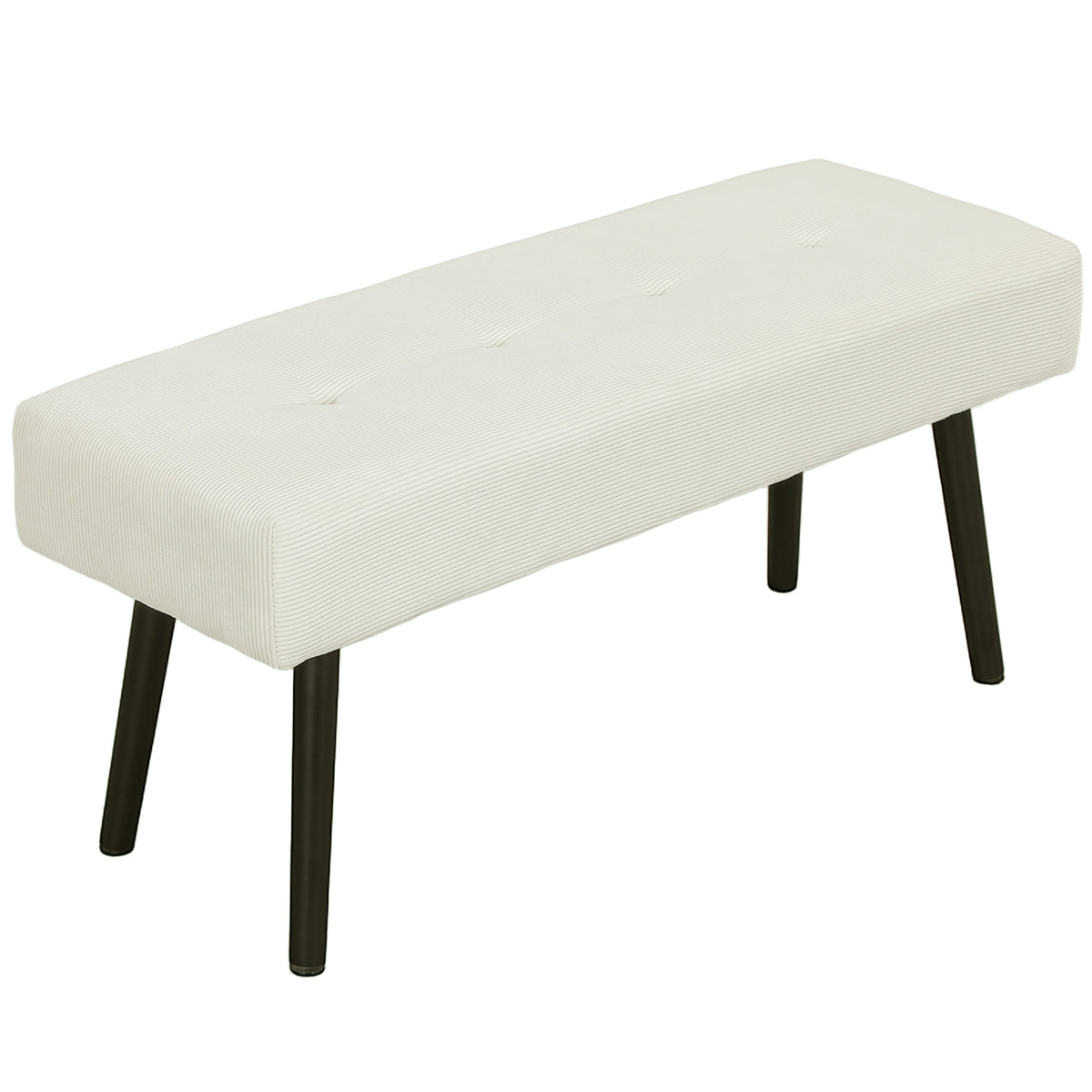 39" Upholstered Ottoman Bench, Corduroy Entryway Bedroom Bench with Padded Seat and Steel Legs for Bedroom