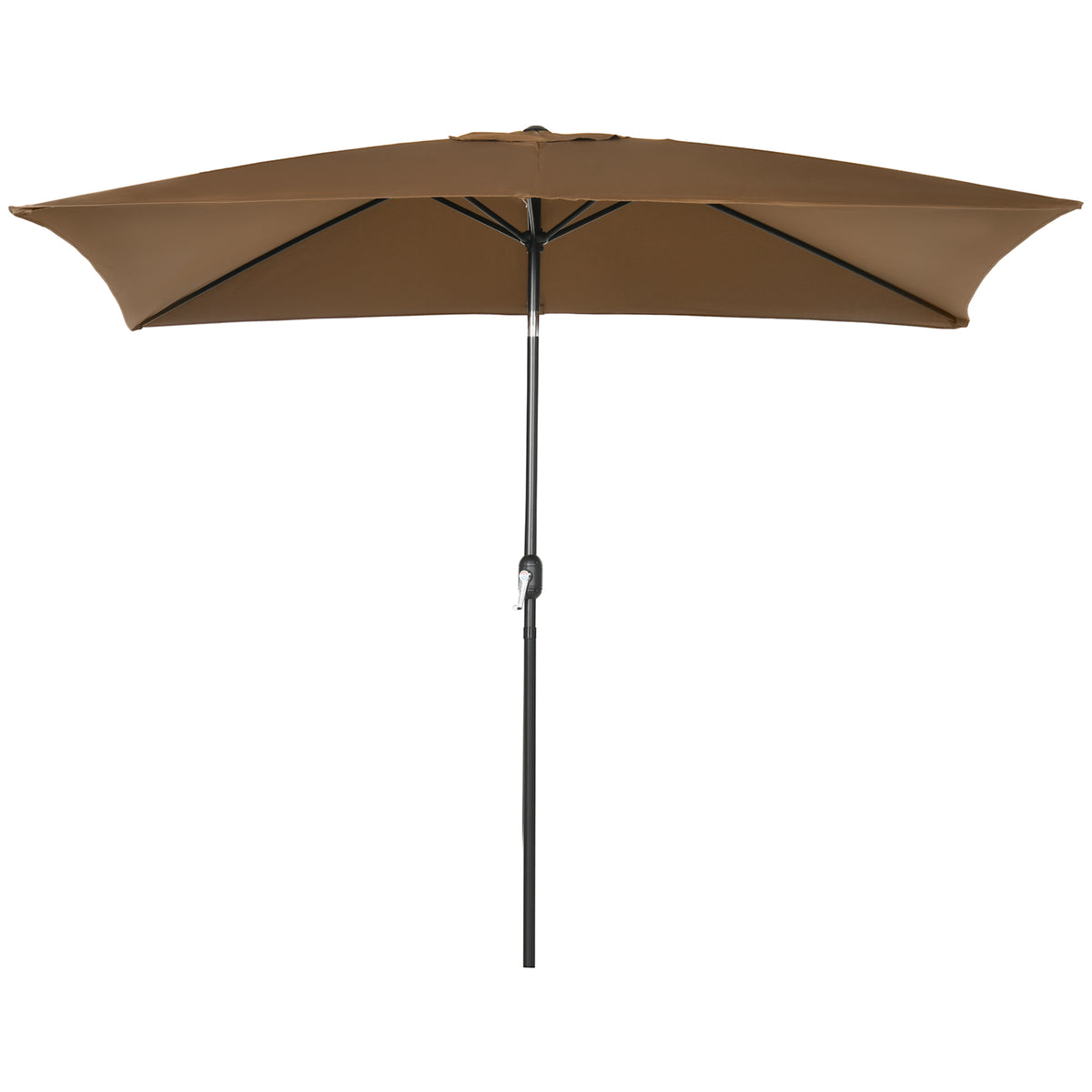 6.5x10ft Rectangle Aluminum Tilt Patio Umbrella, Garden Market Parasol, Outdoor Sunshade Canopy with Crank, Coffee