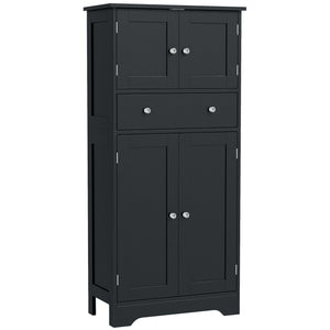 50.5" Kitchen Storage Cabinet, Modern Kitchen Pantry Cabinet with 4 Doors, Drawer, Adjustable Shelf, Black