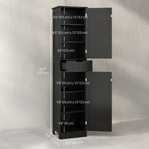 Freestanding Bathroom Cabinet with Drawer and 2 Doors, Tall Bathroom Cupboard for Kitchen, Study, Living Room