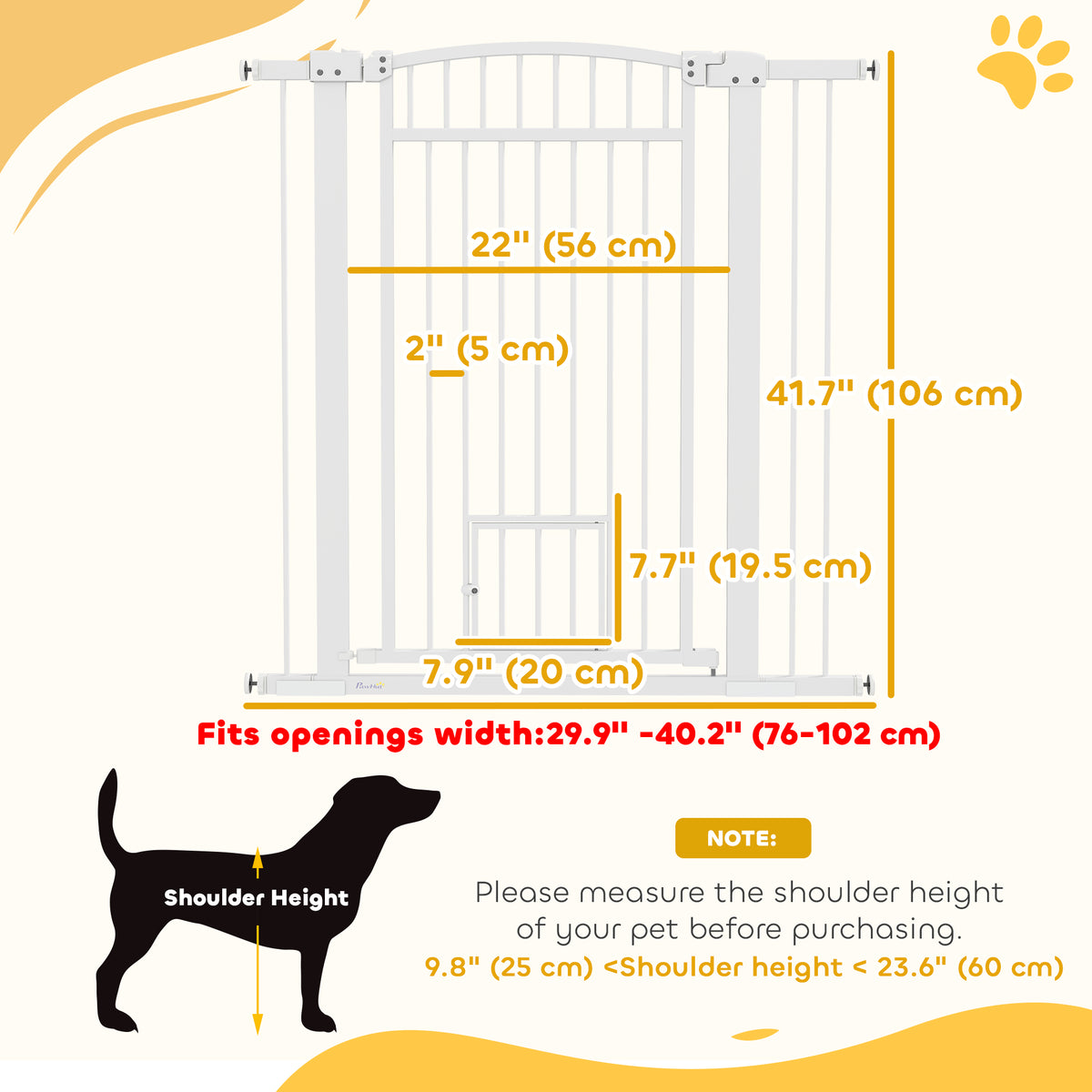 30"-41" Extra Wide Pet Gate with Small Door, 30" H Dog Gate with 3-Inch and 5.5-Inch Extension Kit