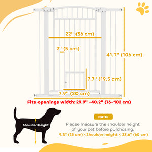 30"-41" Extra Wide Pet Gate with Small Door, 30" H Dog Gate with 3-Inch and 5.5-Inch Extension Kit