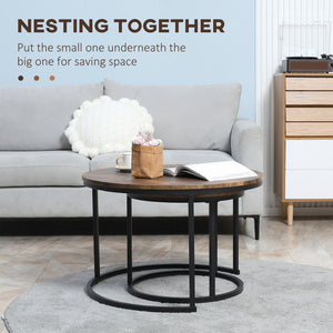Nesting Tables, 29" Round Coffee Table Set of 2, Modern Side Tables for Living Room with Metal Base – view 3