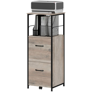 Vertical Filing Cabinet, Tall File Cabinet with 2 Drawers, Hanging Bars for Letter and A4 Size, Rustic Brown – view 8