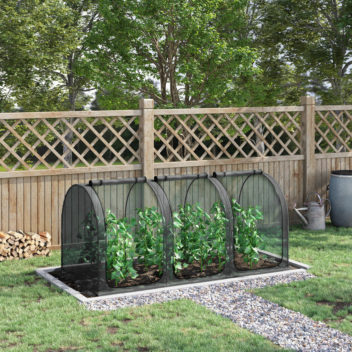 8' x 4' Crop Cage, Garden Plant Protector, with 2 Zippered Doors and 6 Ground Stakes, for Garden, Yard – view 14