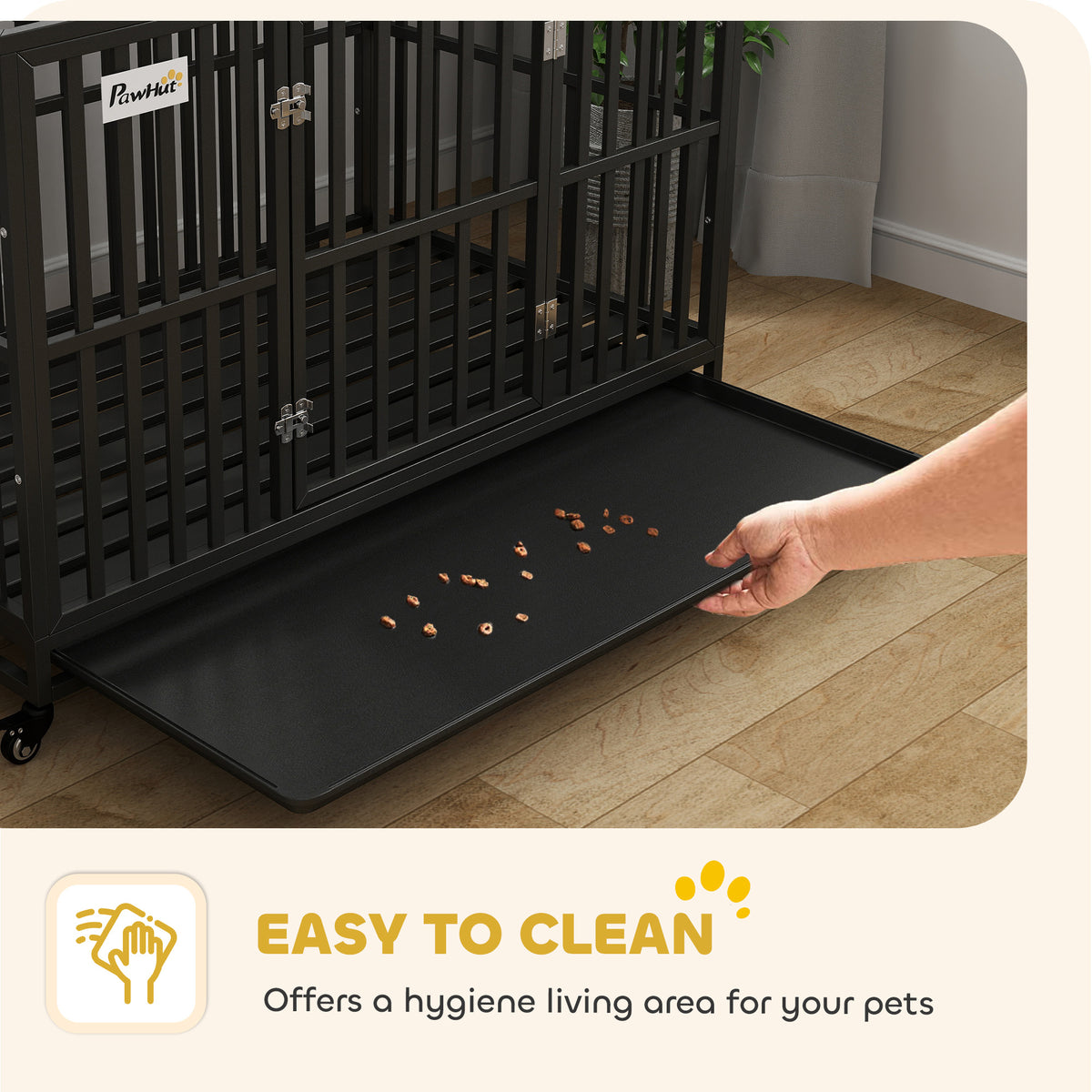 41" Heavy Duty Steel Dog Crate Kennel Pet Cage with Wheels for Convenient Access Anti-Pinching Floor, Black – view 19