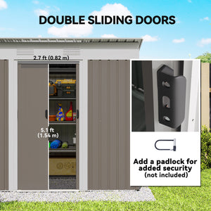 6' x 4' Outdoor Storage Shed, Metal Garden Tool Storage House Organizer with Lockable Sliding Doors and – view 32