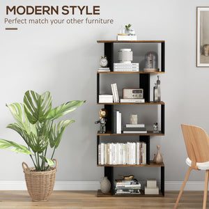 5-Tier Bookshelf, Geometric S Shaped Bookcase, Tall Narrow Display Shelf for for Living Room, Study Room – view 11