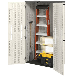 185 Gallon Outdoor Storage Cabinet with Openable Top and Lockable Doors for Lawnmower, Trash Can, Patio Accessories