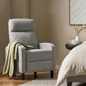 Fabric Recliner Manual Home Theater Seating Single Linen-Touch Sofa Armchair for Living Room, Light Grey – view 11