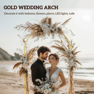 7FT x 4FT Gold Wedding Arch with U-shaped stakes for Birthday Parties, Bridal Showers, Graduation, and Ceremony