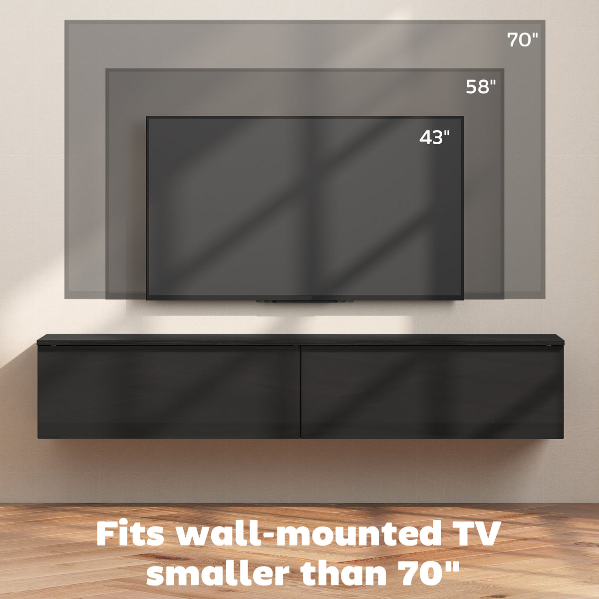 Wall Mounted TV Stand, Floating TV Cabinet with Storage, for TVs up to 70", High Gloss Effect – view 12