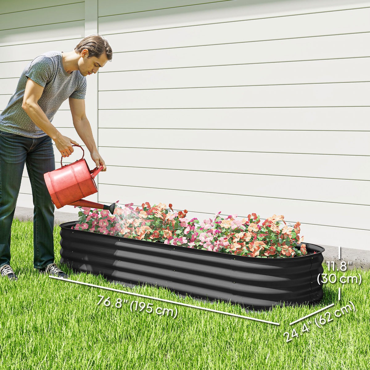 4.9 x 2 x 1ft Galvanized Raised Garden Bed Kit, Metal Planter Box with Safety Edging, Black – view 30