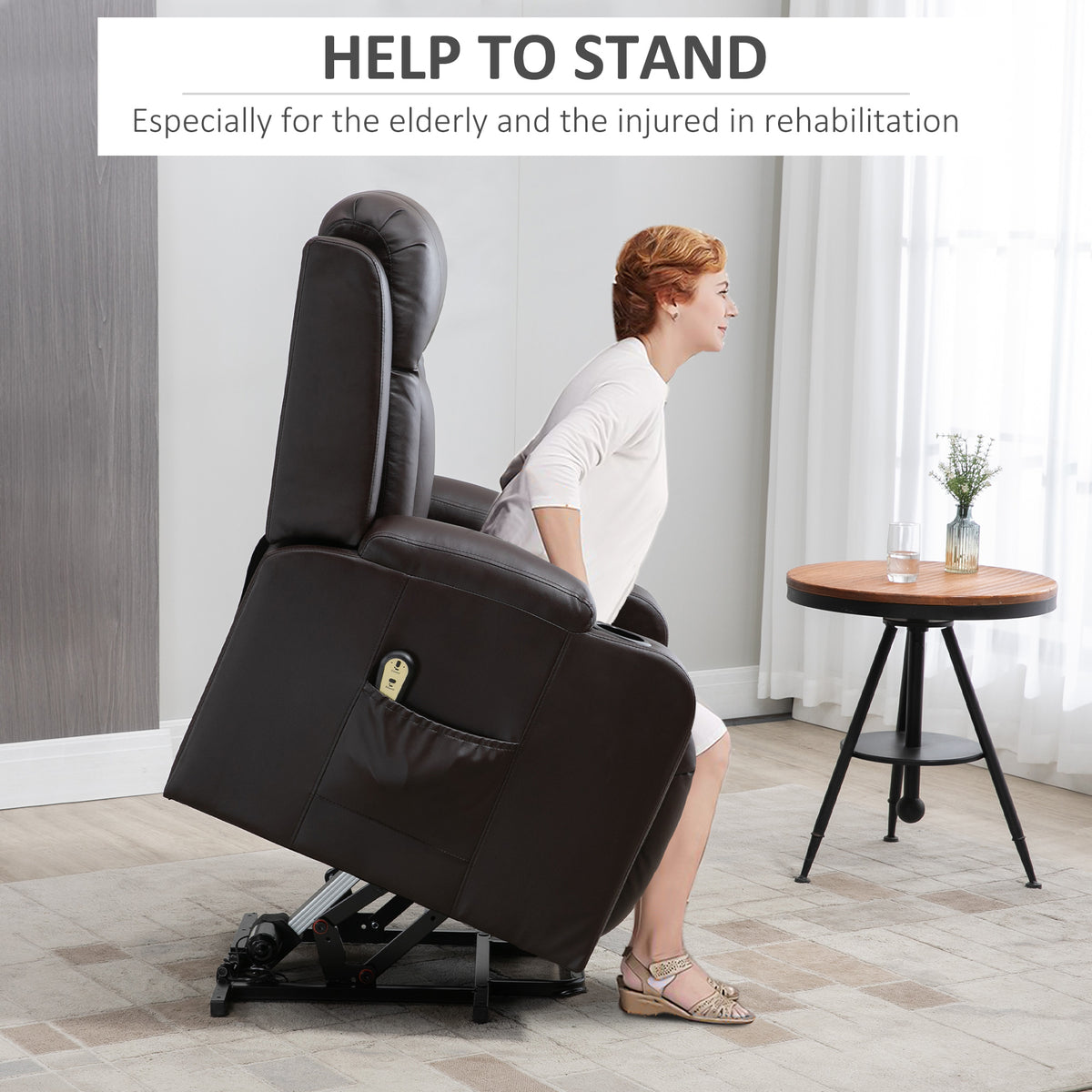 Power Lift Recliner Chair for Elderly, PU Leather Electric Recliner Chair with Footrest, Remote Control – view 11