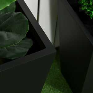 Set of 2 Tall Planters with Drainage Holes, 22" / 18" Outdoor Flower Pots for Patio, Yard, Garden, Black – view 7