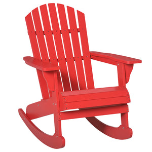 Wooden Adirondack Rocking Muskoka Chair with Slatted Wooden Design, Fanned Back and Classic Rustic Style – view 8