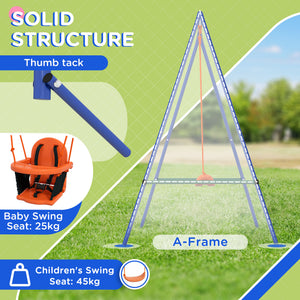 Kid Swing Set with Safety Harness for Baby, Kids 6 Months+, Heavy Duty Swing Set for Indoor/Outdoor, Backyard, Orange
